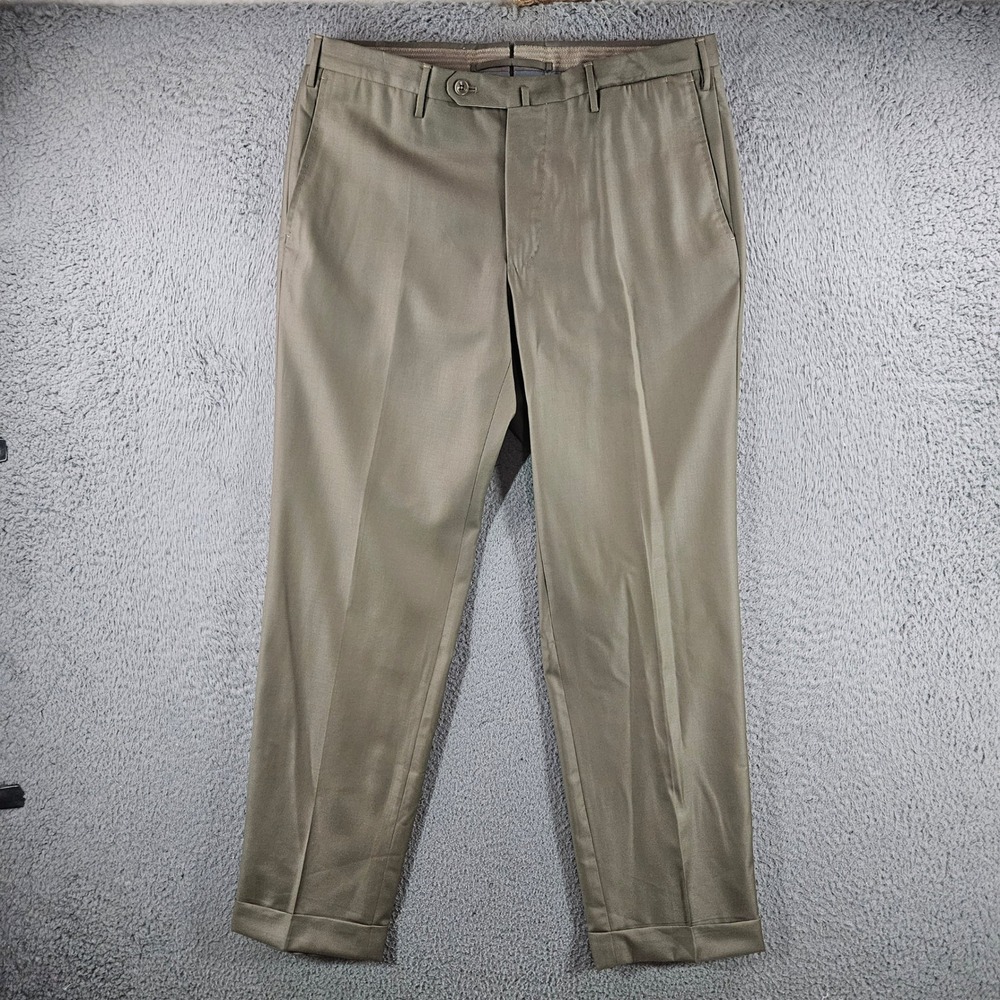 Incotex Slowear Mens Classic Fit Pattern B Dress Pants Olive Khaki 33x29 Cuffed